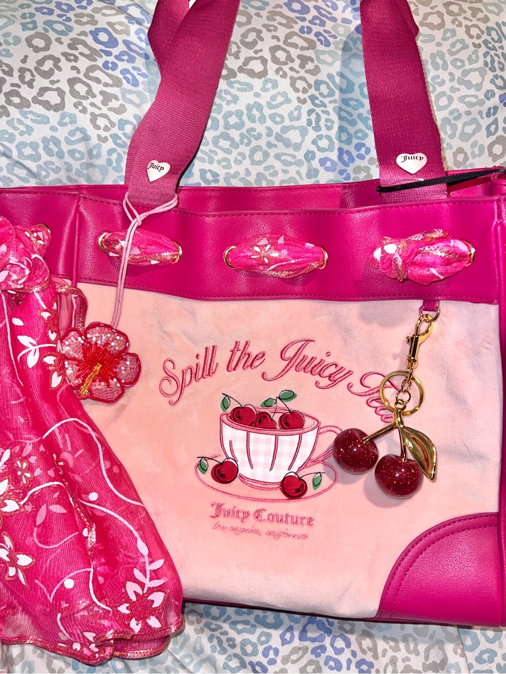 New Pink Juicy Couture Purse Daydreamer Tote Bag Handbag Spill the Juicy Tea